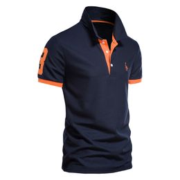 Men's Polo Shirt Deer Embroidery Golf Sports Tees Short Sleeved Lapel Collar Youth Work Clothes Wholesales