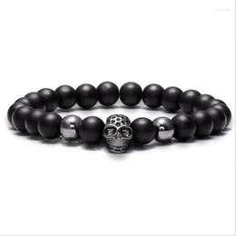 Strand Fashion Skull Beaded Bracelet Black Gold Rose Colour Four Color Men's Charm Hip Hop Cool Punk Jewelry