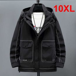 Jackets Big Size Men's Jacket Casual Fashion Solid Colour Pocket Cargo Coats Windbreaker Polyester Male Plus 10XL Y2211