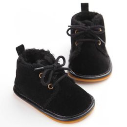 Vintage Rubber Bottom Winter Baby Shoes Boots Non-Slip Newborn Infant T-tied First Walkers Super Warm Booties Zapatos