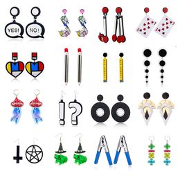 Stud Yaologe New Cartoon Funny Geometric Acrylic Drop Earrings For Women Fashion Trendy Girls Party Jewellery Gifts Wholesale 2022 Deli Smt6J