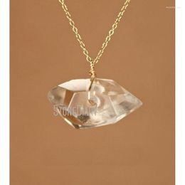 Pendant Necklaces NM39910 Healing Crystal Necklace Wire Wrapped Quartz Silver Or Gold Chain