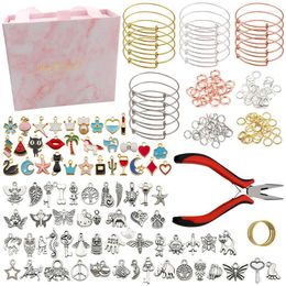 Charm Bracelets 153pcs Making Kit With Gifts Box Ancient Silver Pendants DIY Crafts Jewellery Set For Girl Birthday Christmas Gift