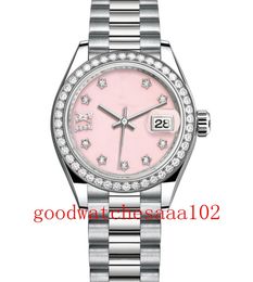 2022 new version Ladies Fashion Wristwatches 31mm Diamond encrusted outer ring Red Dial 278174 279239 Automatic Stainless Steel bracelet Women's Watch Watches