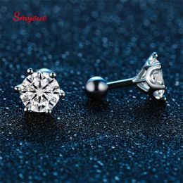 Stud Smyoue 022ct Thread Screw Studs Earrings for Women D Colorless Test Passed Lab Created Diamond Earring S925 Silver 221104