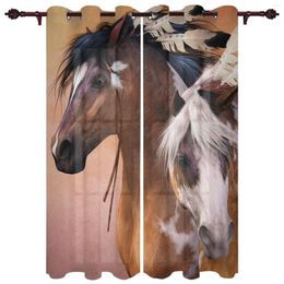 Curtain Horse Feathers Room Curtains Bedroom Living Balcony Kitchen Outdoor Gazebo Drapes Treatment Window