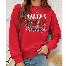 Letter Womens Hoodies Christmas Velvet Sweater Autumn and Winter Warm Pullover Santa Claus Ugly Sweatshirts for Women Funny Adorable Sweaters for Holiday Parties