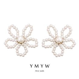 Stud Stud Ymyw Sweet Romantic Imitation Pearl Handmade Flower Plant Earrings Korean For Women Girl Cute Brincos 2021 Jewellery Drop Del Dhec7