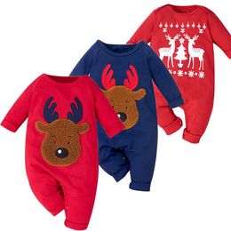 Rompers born Infant Baby Girl Boy Clothes Cotton Christmas Jumpsuit Long Sleeves Autumn Winter Clothing Cartoon Deer Pyjamas Outfits 221104