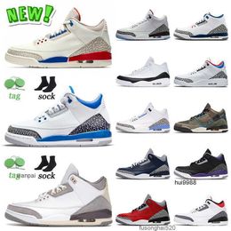 2023 Hot Selling Mens Women Basketball Shoes Jumpman III Sneakers International Flight Racer Blue Medium Grey Free Throw Line UNC Patchwork AirJORDON JORDAB