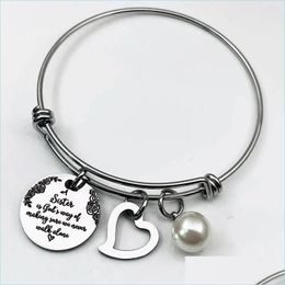 Bangle Bangle It Is Well With My So Bible Verse Bracelet Stainless Steel Heart Charm Bracelets Christian Jewellery Gift Women Drop Deli Dh6Ru