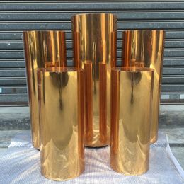 decoration 3pcs 5pcs/set clear gold mirror cylinder pedestal plinth wedding backdrops table stand decor bridal shower aisle decor party events imake517