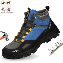 Work Boots Shoes Safety Top High Men Indestructible Steel Toe Anti-smash Non-slip Man Sneaker Comfortable Male 221104 GAI 101