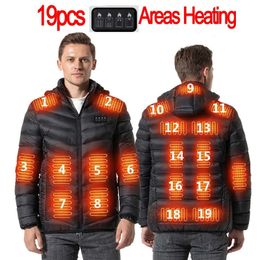 Men's Jackets New Upgrade 19 Areas Heated Men Women Winter Warm USB Heating Jackets Smart Hooded Heated Clothing Waterproof Warm Jackets Y2211