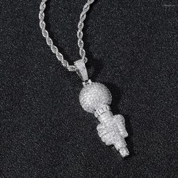 Pendant Necklaces Hand Iced Out Bling Microphone Necklace Mirco Pave Prong Setting Men Women Female Male Fashion Hip Hop Jewelry BP146