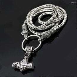 Pendant Necklaces KDG Western Cowboy Rope Odin Crow's Hammer Amulet Men's Necklace Goth Mens Hip Hop