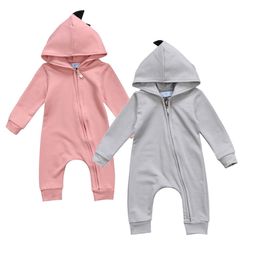 Rompers Citgeett Spring born Baby Boy Girl Dinosaur Costume Zipper Long Sleeves Romper Hooded Playsuit Autumn Clothes 0-24M 221104