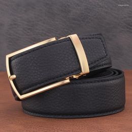 Belts High Quality Golden Classic Pin Buckle Men Designer Full Grain Leather Luxury Jeans Casual Ceinture Homme