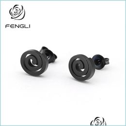 Stud Stud Fengli Lovely Mosquito Coil Shape Stainless Steel Earrings Geometric Love For Women Jewellery Girlfriend Gift Drop Delivery Dhhsu