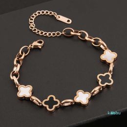 Bracelets Chain Clover Bracelet Female Jewellery Fashion 18k Rose Gold Colour 316l Stainl Steel Hand Catenary Minority Dign Korean Edition