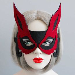 Red & Black Fox Half-face Mask Masquerade Unisex Half-face Fox Masks Halloween Party Hair Accessories for Kids