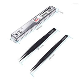 Professional Hand Tool Sets Qianli 0.1mm Black Tweezers Polished Non Magnetic Stainless Steel Phone Repair Tools For BGA Motherboard Micro