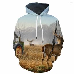 Men's Hoodies 3d Animal Sweatshirts Men Hunting Hoodie Print Landscape Hooded Casual Tree Hoody Anime Mens Clothing Funny