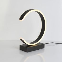 Table Lamps C-Shaped LED Lamp Modern Desk Makeup Lighting Minimalism Black White Body Aluminium Bedside Creative