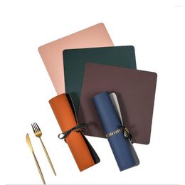 Table Mats Dinner Plate Mat Square Simple Style Leather Place Non-slip Waterproof Insulation Home Restaurant Western