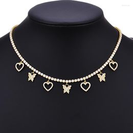 Choker ZHINI Fashion Luxury Rhinestone Gold Necklaces For Women Simple Charming Heart Star Pendant Necklace Wedding Jewellery