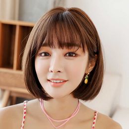 Hair Lace Wigs Female Korean Bobo Short Straight Hair Chemical Fiber Wig Cover