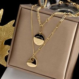 Pendant Necklaces Heart Smile Coin Pendant Necklace Flat bottom solid love for women Gold Color Jewelry Gifts316b