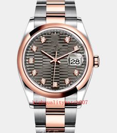 Topselling Excellent Unisex Wristwatches 36mmSLATE grey pitted pattern Dial 126284 Stainless Steel bracelet Automatic Mechanical Fashion Women's Men's watches