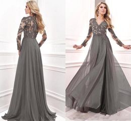 Mother of the Bride dresses Chiffon sleeveless crewneck Full length Applique lace long sleeves V-neck 2022 large size NEW IN