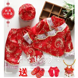 Ethnic Clothing Spring Baby Christmas Suit Chinese Year Clothes Kids Boys Girls Hanfu Tang Festival Celebration Party 6Pcs Set