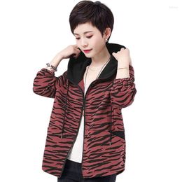 Women's Trench Coats Middle Aged Woman Cardigan Hooded Sweatshirt Loose Coat 2022 Spring Autumn Female Zipper Korean Patchwork Top