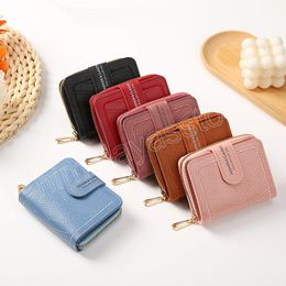 Ladies Wallets Purses Women Zipper Card Bag Retro Card Holder PU Leather Coin Purse Solid Colour Multifunctional Wallet