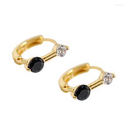 Backs Earrings S925 Sterling Silver Clip For Women Temperament Wild Black And White Zircon 18k Gold Earring Female Fine Jewellery