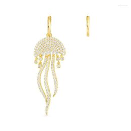 Dangle Earrings SOELLE High Quality Fashion 925 Sterling Silver Yellow Gold Color Asymmetric Lucky Jellyfish Tassel Women Fine Jewelry