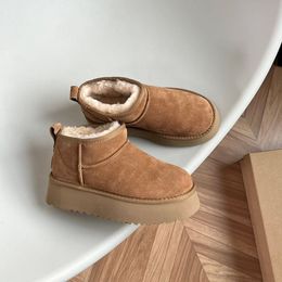 Kadınlar Kış Ultra Mini Çizme Tasarımcı Avustralya Platformu Çizmeler Erkekler için Gerçek Deri Sıcak Ayak Bileği Kürk Patik Lüks Ayakkabı EU44