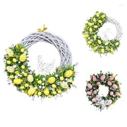 Chair Covers Easter Wreath Decoration Front Door Decor Artificial Lavender Eggs Berries Flowers