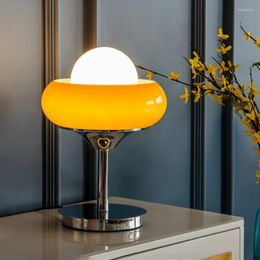 Table Lamps Italian Space Age Egg Tart Lamp Nordic Modern Glass Bauhaus Bedroom Bedside Desk Living Room Indoor Lighting Fixture