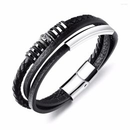 Charm Bracelets Personality Punk Multilayer Leather Bangles For Men Magnet Buckle Cool Man Male Wristband Jewelery Accessory Gift