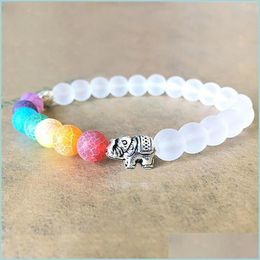 Beaded 7 Chakra Elephant Charm Beaded Bracelet Mala Bead Yoga Energy Jewellery For Men Women Drop Delivery 2021 Bracelets Dhv35