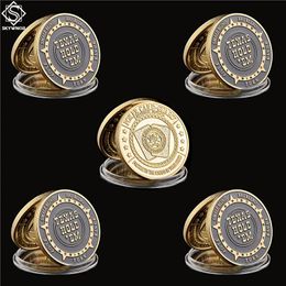 5pcs Chip Craft USA Texas Hold'em Flop Turn River Big Small Blind Poker Chip Guards Tarjeta Buena suerte Gold Chapated Coin216p