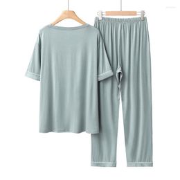 Men's Sleepwear Nightwear Plus Size Pajamas Set For Men Summer T-shirt Pants Two Piece Shorts Sleeved Big Loungewear Modal