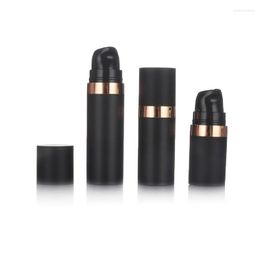 Storage Bottles 10Pcs 5/10/15ml Empty Refillable Black Airless Pump Vacuum Bottle Portable Container Lotion Sample Dispenser For Travel Home