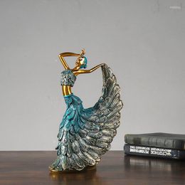 Figuras decorativas Dancer Peacock Abstract Art Ornament Estatua de resina Modelo de escultura de resina Decoración de escritorio de Craft Desktop Decoartion