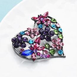 Brooches Wuli&baby Big Rhinestone Flower Heart For Women Lady Multicolor Sparkling Love Party Casual Brooch Pin Gifts