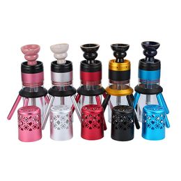 Colorful Rocket Style Pipes Kit With LED Lamp Dry Herb Tobacco Waterpipe Filter Bowl Removable Hand Car Vehicle Hookah Shisha Smoking Cigarette Bong Holder DHL